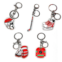 Ensemble de porte-clés personnalisés pour équipement de hockey, vente en gros, porte-clés en acrylique avec logo personnalisé pour souvenir d'équipe, cadeau pour les fans de sport