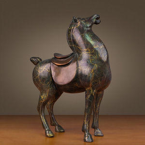 Adorno de cobre de caballo de la dinastía Tang, decoración tradicional de animales para sala de estar, oficina, escritorio - Product Image 1