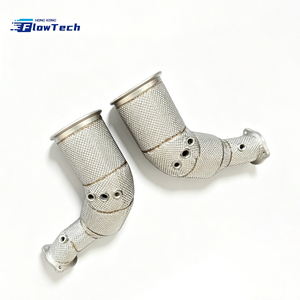 Système d'échappement racing haute performance en acier inoxydable pour Audi RS4 RS5 B9.5 2.9T V6, avec downpipe EA839 bi-turbo et bouclier thermique. - Product Image 5