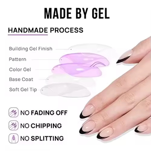 Lot de 24 <span class=keywords><strong>faux</strong></span> ongles courts en amande à presser, réutilisables, fabriqués à la machine, avec étiquette privée, à coller, pour vente en gros, OEM - Product Image 5