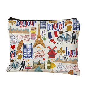 <strong>Paris</strong> Fashion Large Canvas Makeup Bag-Multifunctional Zipper <strong>Pouch</strong> for Jewelry &amp; Travel Storage - Product Image 1