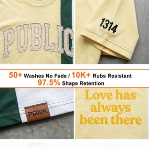 Street Styles Regular Fit Applique Embroidery <b>Patchwork</b> Men's Short Sleeve T-<b>Shirt</b> Flat Embroidery Contrast Trim Casual Tee - Product Image 2