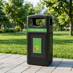Contenedor de Basura Rectangular de Plástico para Exteriores, Clasificación de Residuos Húmedos, Estilo Simple, Parte Superior Abierta para Reciclaje y Gestión de Residuos - Product Image 2