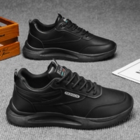 Chaussures de travail tendance pour hommes, imperméables et respirantes, en cuir et tissu, avec lacets, idéales pour la marche en automne