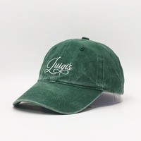 Gorra de Béisbol de 6 Paneles, Verde, de Algodón Lavado, Sin Estructura, con Logotipo Bordado Personalizado, Ajustable, de Perfil Bajo, Estilo Vintage