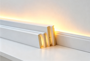 Moldes de decoración de interiores modernos-Rodapié impermeable Molduras de plástico Blanco Imprimado Durable Ecológico Peel Stick - Product Image 2