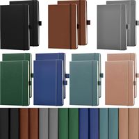 Carnets à couverture rigide personnalisables avec reliure cousue, pages lignées larges, doublure en cuir PU et porte-stylo