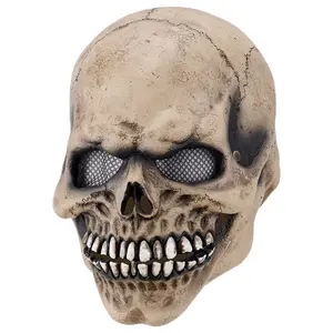 Halloween Latex Schedel Met Beweegbare Mond Maskers Enge Rekwisieten Partij Hoofddeksels Full Head Skull Mask