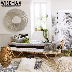WISEMAX mobili di lusso stile <span class=keywords><strong>giapponese</strong></span> semplice camera da letto mobili in legno solido e Rattan struttura del letto Design divano letto singolo - Product Image 6