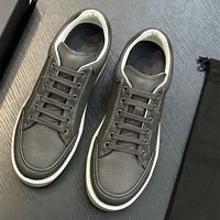 Sneakers en cuir véritable grainé de luxe pour hommes, style Old Money, à lacets, chaussures décontractées