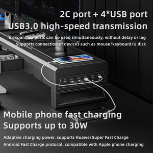 New 550 Đen Hai Lớp Cao Đứng Cho Máy Tính Màn Hình Ngăn Kéo 3.0 Giao Diện USB 90 Độ Hiệu Dụng Kép Lưu Trữ Làm Sạch - Product Image 5