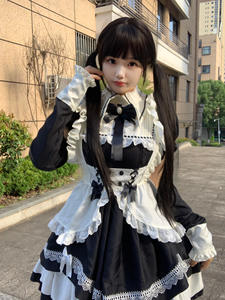 New Women's Adult Maid Cos <strong>Outfit</strong> Detachable Sleeves Lolita Performance Internet Costume Dresses - Product Image 4