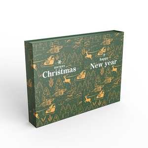 Green Christmas New Year Double Door <b>Calendar</b> Chocolate Mystery Blind Cosmetics Makeup Paper Gift Box Customizable - Product Image 5