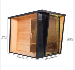 ساونا مركبة لـ <span class=keywords><strong>4</strong></span> أشخاص من الخشب الصلب مع بخار رطب ولوحة تحكم حاسوبية، طراز تقليدي للبيع - Product Image 5