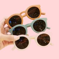 Lunettes de soleil pour enfants, protection solaire, monture ronde polyvalente et tendance, verres en PC couleur crème, monture en PC, UV400, pour cadeau et voyage