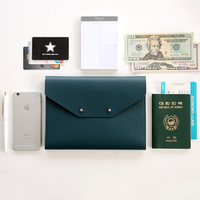 Diseño simple PU cuero sobre cierres carteras Carpeta para documentos botón de metal Padfolio