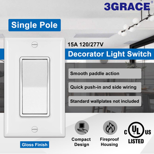 3Grace tường chuyển đổi 15A 120V-277V chúng tôi loại Rocker chuyển đổi - Product Image 2