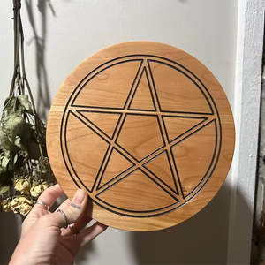 Personalizada madera brujería bruja Altar decoración pentagrama Círculo Mágico candelita <span class=keywords><strong>de</strong></span> madera portavelas ecológico pintado técnica - Product Image 2