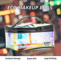Meilleurs trousses de maquillage et trousses à cosmétiques écologiques holographiques en PVC de grande capacité avec impression de logo personnalisée
