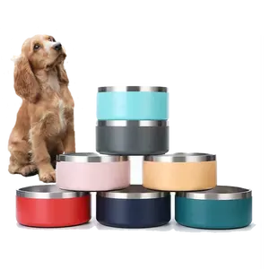 Regali promozionali ciotola per animali domestici 32 64oz logo personalizzato Silicone doppia parete in acciaio inox