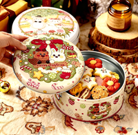 Boîte en fer blanc personnalisée pour chocolats, boîte ronde en métal pour rangement, conteneur en fer blanc pour cadeaux, bonbons, biscuits