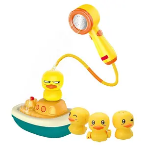 Multi-function electric duck toy shower head baby bathing time kids bathroom toys spray water bath sprinkler toy with water pump