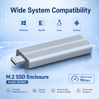 Carcasa para SSD NVMe M.2 con Conector USB-C Integrado, 10Gbps USB3.2 Gen2, Aluminio, 2230-2280, 2TB, Multi-OS, Disco Duro Externo Portátil