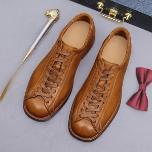 Chaussures de boxe rétro à lacets longs, chaussures en cuir à tige courte pour hommes, cuir véritable, cuir de vachette, bottes de travail robustes Michelin pour hommes - Product Image 3