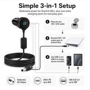 <span class=keywords><strong>Cable</strong></span> de Alimentación de 3M con Voltímetro Digital para Encendedor de Cigarrillos, Adaptador de Voltaje de 12V a 30V para Starlink Mini, Amplificador de Voltaje, Cargador de Coche - Product Image 4