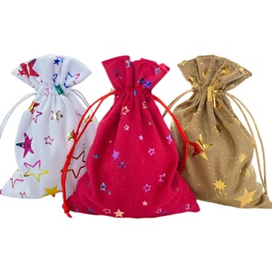 Bolsas de Regalo de Tela con Cordón de Lujo para Navidad, Nuevo Diseño Impreso, Bolsa Promocional - Product Image 1