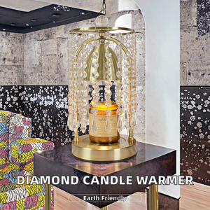Lámpara Calentadora de Velas Eléctrica de Metal con Decoración de Diamantes, Temporizador, Regulable, Aromaterapia de Alta Fragancia, Ecológica, Hecha a Mano, Ajustable - Product Image 2