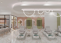 Station de manucure LED personnalisée, mobilier de salon de beauté, aménagement complet d'un magasin de manucure, design intérieur de salon personnalisé, mobilier de salon sur mesure