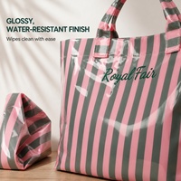 Sac de plage personnalisé Royal Fair, sac de plage rayé en PVC haute capacité avec fermeture éclair, sac à bandoulière imperméable pour femmes et filles