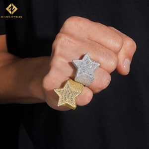 Star Shape Moissanite <b>Ring</b> 18K Gold Plated Iced Out Luxury <b>Mens</b> Party Jewelry Hip Hop <b>Mens</b> <b>Rings</b> - Product Image 3