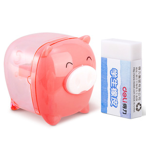 Deli Pig Pencil Sharpener 0587 Plastic Cute Design For Kids And Office Use - Product Image 3