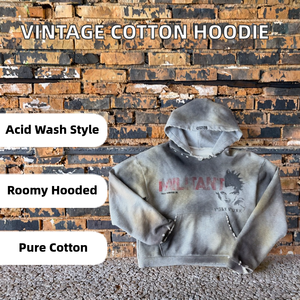 US Free Tax Custom 100% Cotton Screen Print Acid Wash <b>Vintage</b> <b>French</b> Terry Distressed Sun Faded Oversized High Street Streetwear - Product Image 2