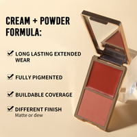 Maquillage de haute qualité, blush crème mat longue tenue, imperméable, haute pigmentation, double couleur dorée, palette de blush pour peau claire
