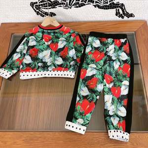 Ensemble de survêtement pour filles, sweat-shirt + pantalon, 2 pièces, coton floral, tenue de jogging d'automne - Product Image 6