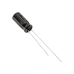 Condensador de Canal de Fabricante, Tipo Through Hole, 100YXF0.47MEFCT15X11, CAP ALUM 0.47UF 20% 100V RADIAL, 0.47 uF - Product Image 1