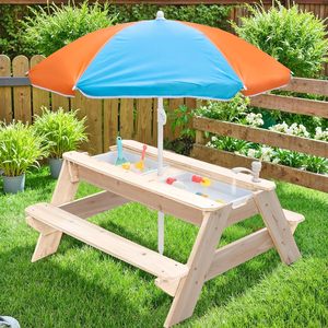 <span class=keywords><strong>Table</strong></span> de pique-nique <span class=keywords><strong>d</strong></span>'extérieur convertible en bois 3-en-1 pour enfants <span class=keywords><strong>Table</strong></span> <span class=keywords><strong>d</strong></span>'activités de sable et <span class=keywords><strong>d</strong></span>'<span class=keywords><strong>eau</strong></span> pour la plage et le jardin Patio Play - Product Image 6