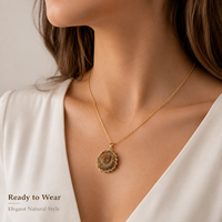 Pendentif Soleil en Agate Galaxie Naturelle Druzy, Pierre Brute Dorée, Breloque de Collier en Gros