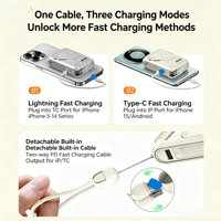 Câbles intégrés et certifiés 3C, charge rapide PD 22,5 W, 10000 mAh, batterie externe compacte