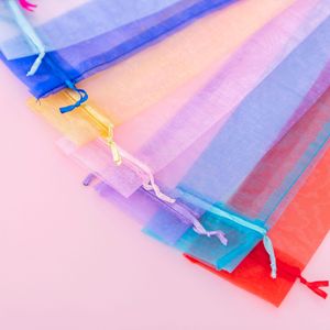 Cổ Organza túi organza Dây Kéo Túi RTS ngọc trai tinh khiết Organza Túi lớn màu sắc lưới túi - Product Image 5
