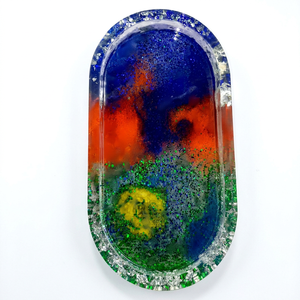 Bandeja Decorativa Ovalada de Resina con Patrón de Mármol, Diseño Contemporáneo, Multifuncional, para Bodas, de una Sola Pieza, MN EXPORTS - Product Image 1