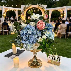 Mini Large Blue <b>Artificial</b> Silk <b>Hydrangea</b> Flower Ball Wedding Valentine's Day Table Centerpiece Decor Natural Floral - Product Image 3