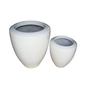 Ensemble de 2 pots de fleurs en fibre de verre, écologiques, durables, légers, design moderne, pour l'extérieur/l'intérieur, jardin domestique - Product Image 4