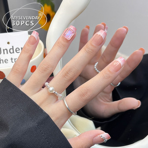 1988เล็บปลอมไฮเอนด์ที่สวมใส่ได้พร้อมประกาย Dias CAT EYE สติกเกอร์ติดเล็บทำมือทำมือ - Product Image 2