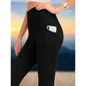 Leggings de sport longs et très élastiques Ines avec poches latérales en tissu tricoté - Product Image 4