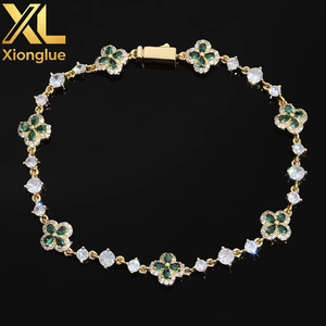 Fashion Hip Hop Four-leaf Clover Zircon Water Bead Chain Colorful <b>Gemstone</b> <b>Bracelet</b> Simple Women's Jewelry - Product Image 1
