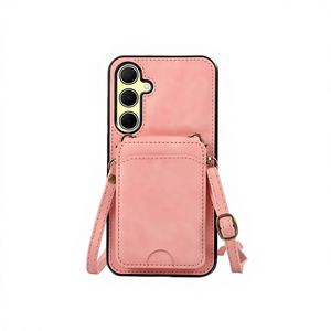 Étui Portefeuille et Porte-Cartes pour <span class=keywords><strong>Samsung</strong></span> S26/S25/S24/Ultra/A26/A17/A36/A56 avec Bandoulière - Matériau PU Design Uni Antichoc - Violet - Product Image 6